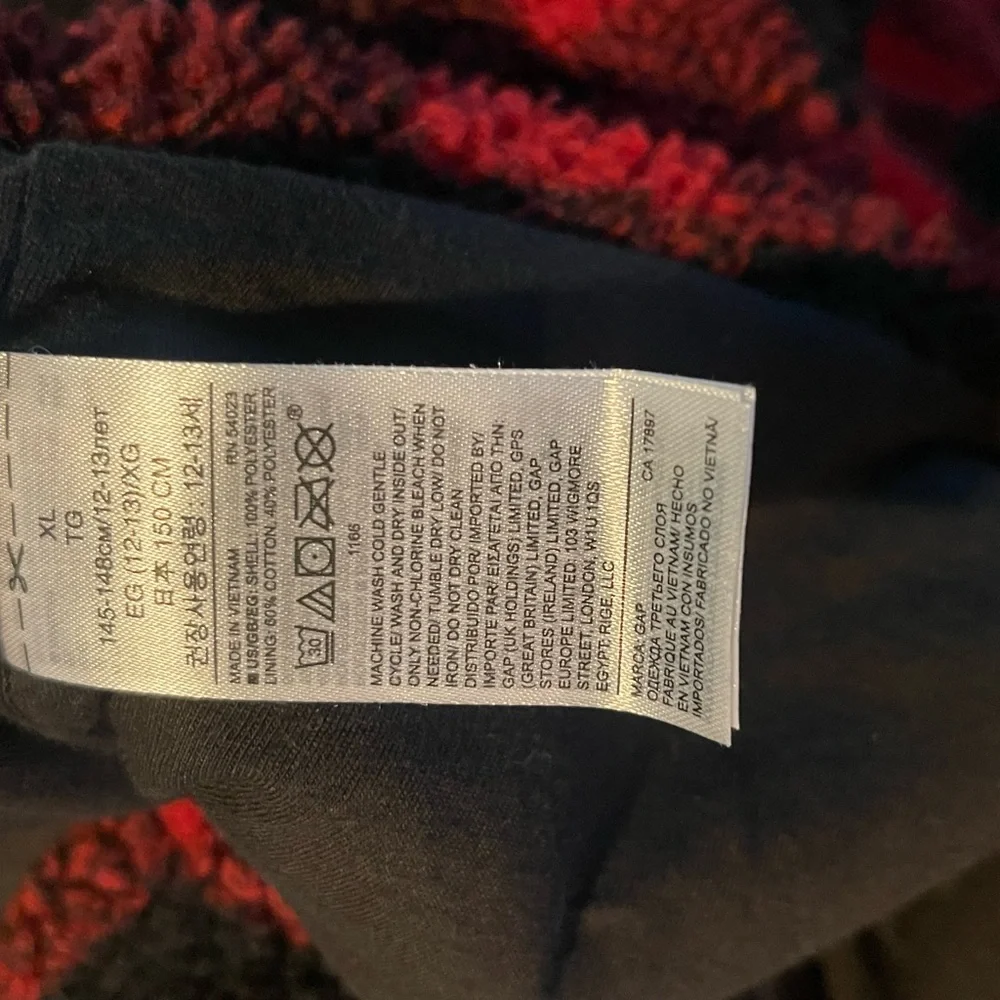 Gap kids sherpa plaid coat girls size‎ XL NWT red/black